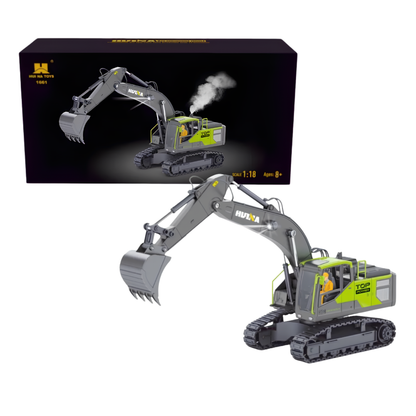 HUINA 1661 1:18 Scale RC Excavator Die-Cast Metal Construction Vehicle with LED Lights