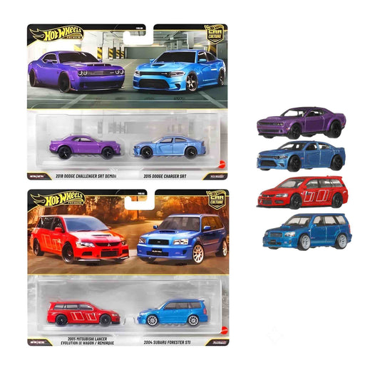 Hot Wheels Car Culture 2-Pack HBL96-U 2018 Dodge Challenger SRT Demon and 2015 Dodge Charger SRT