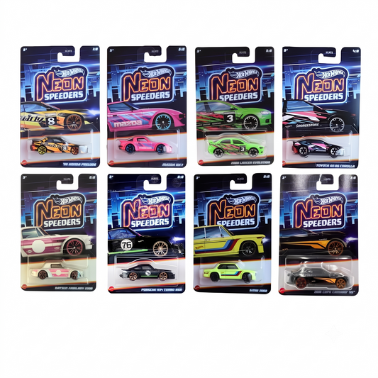 Hot Wheels Neon Speeders HLH72 | 8 Piece Set | 1:64 Diecast Cars | Neon Speeders Collection