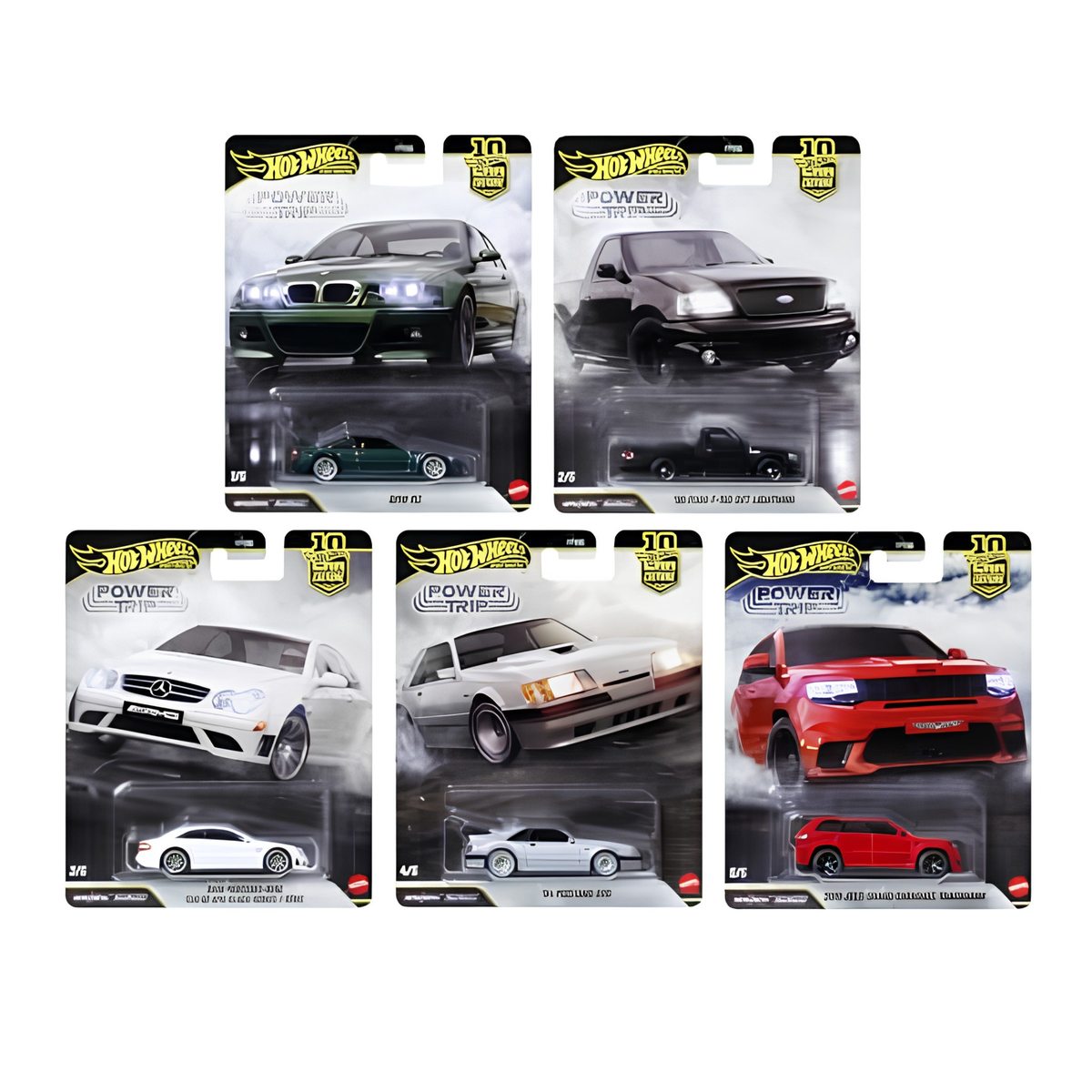 Hot Wheels Premium Car Culture Power Trip | 5-Car Set | 1:64 Diecast | Real Riders | FPY86-R