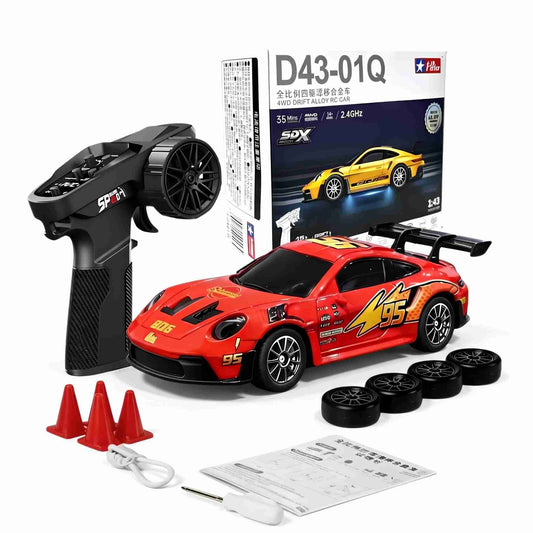 Hstar | 4WD Drift Alloy Car (D43-01Q) | McQueen Red | 1:43 Scale
