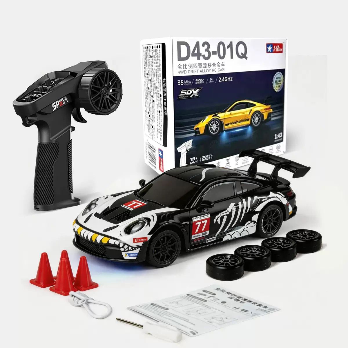 Hstar D43-01Q13 1:43 Skeleton Edition Porsche 911 4WD RC Drift Car