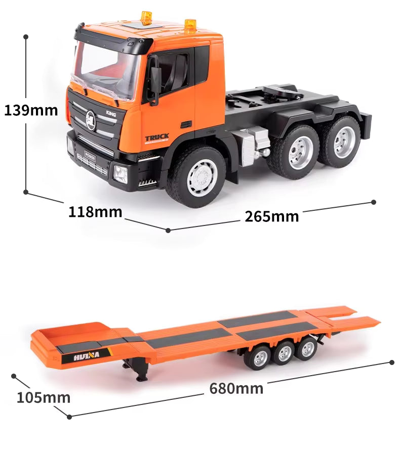 HUINA 1319 1:24 Scale 9CH RC Tractor Truck with Flatbed Trailer & Excavator