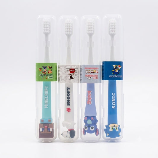 Kids 3D Cartoon Character Toothbrush | 4-Piece Set | Travel Case | Ultra-Soft Bristles