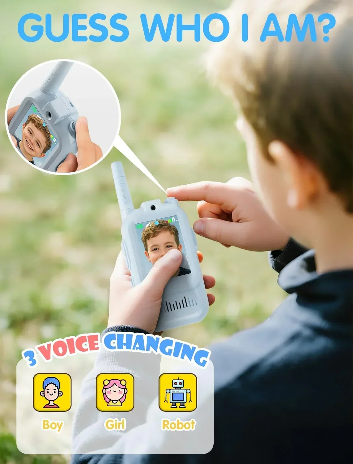 Kids Video Walkie Talkie Set | HD Camera, Voice Changer & Long-Range Talk