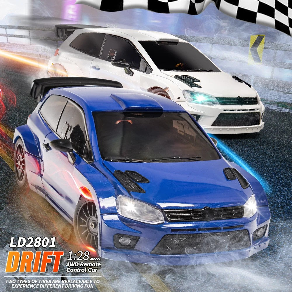 LDRC 2801 1:28 scale 4WD RC drift car with LED lights