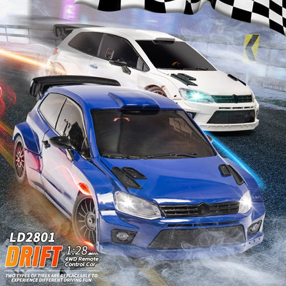 LDRC 2801 1:28 scale 4WD RC drift car with LED lights