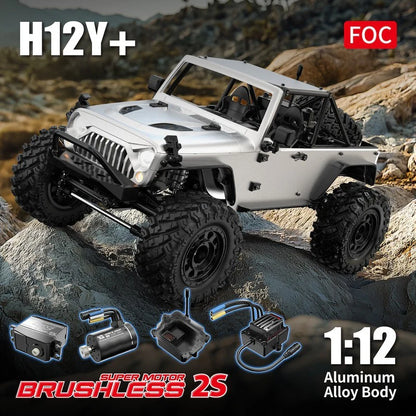 MJX Hyper Go H12Y+ 1:12 Scale 4WD Brushless RC Rock Crawler Truck with 2.4GHz Remote