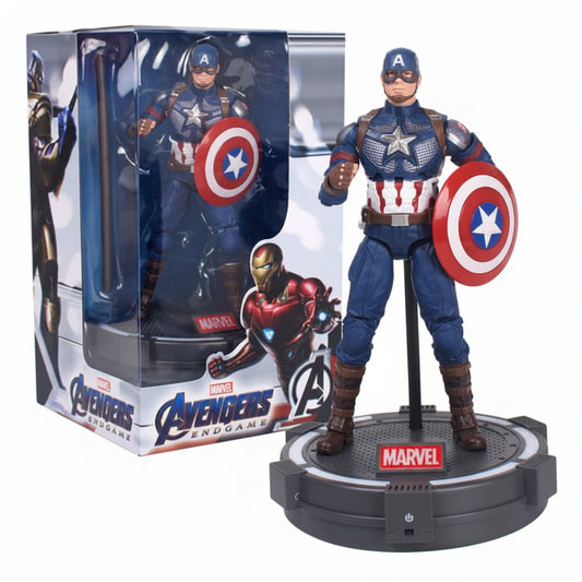 Marvel Avengers Endgame | Captain America | 1:10 Scale | 18CM Action Figure | LED Display Base