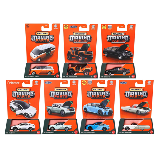Matchbox Moving Parts | FWD28 | 8 Piece Case | 1:64 Diecast Cars 
