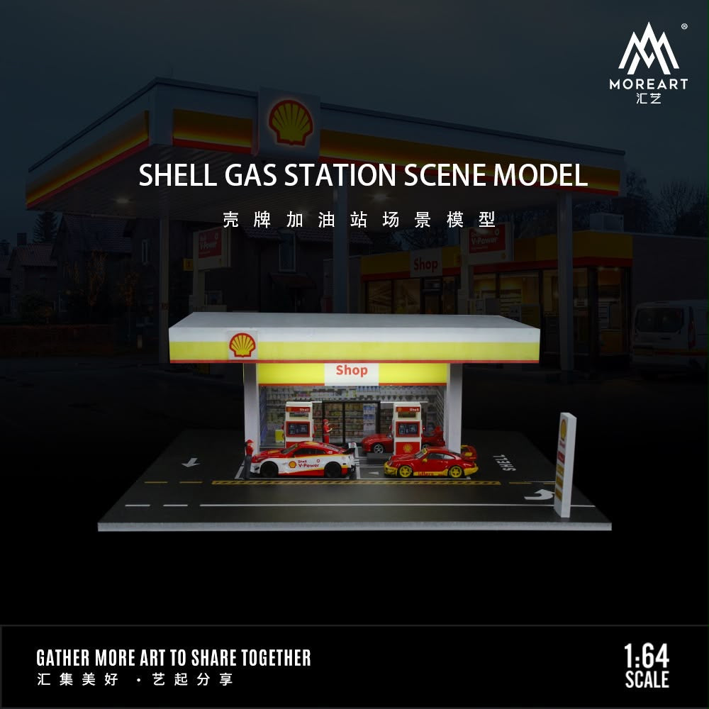 MoreArt Shell Gas Station Scene Model 1:64 scale diorama