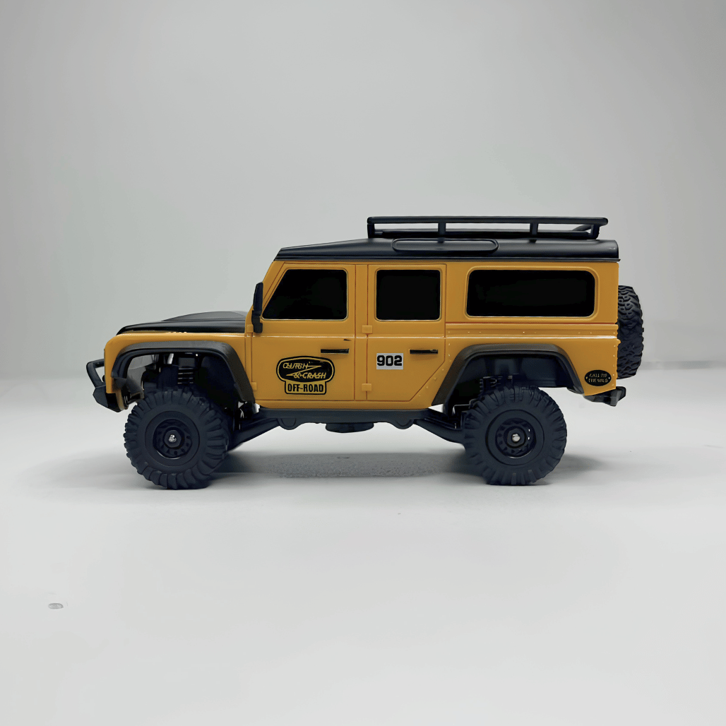 Overhead view of the yellow HB Toys R4304 Land Rover Defender 90s body shell available for bulk orders across India