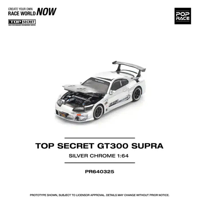 Pop Race PR640325 Top Secret GT300 Supra Silver Chrome