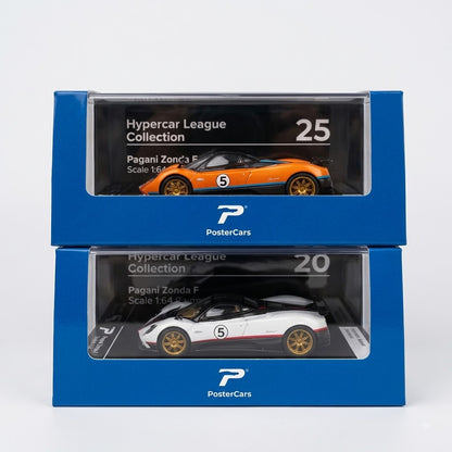 PosterCars 2-piece Pagani Zonda F orange and white 1:64 diecast car set