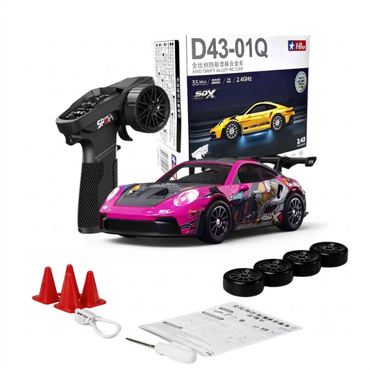 SDX D43-01Q 1:43 scale 4WD alloy metal drift RC car in Cars 95 red livery
