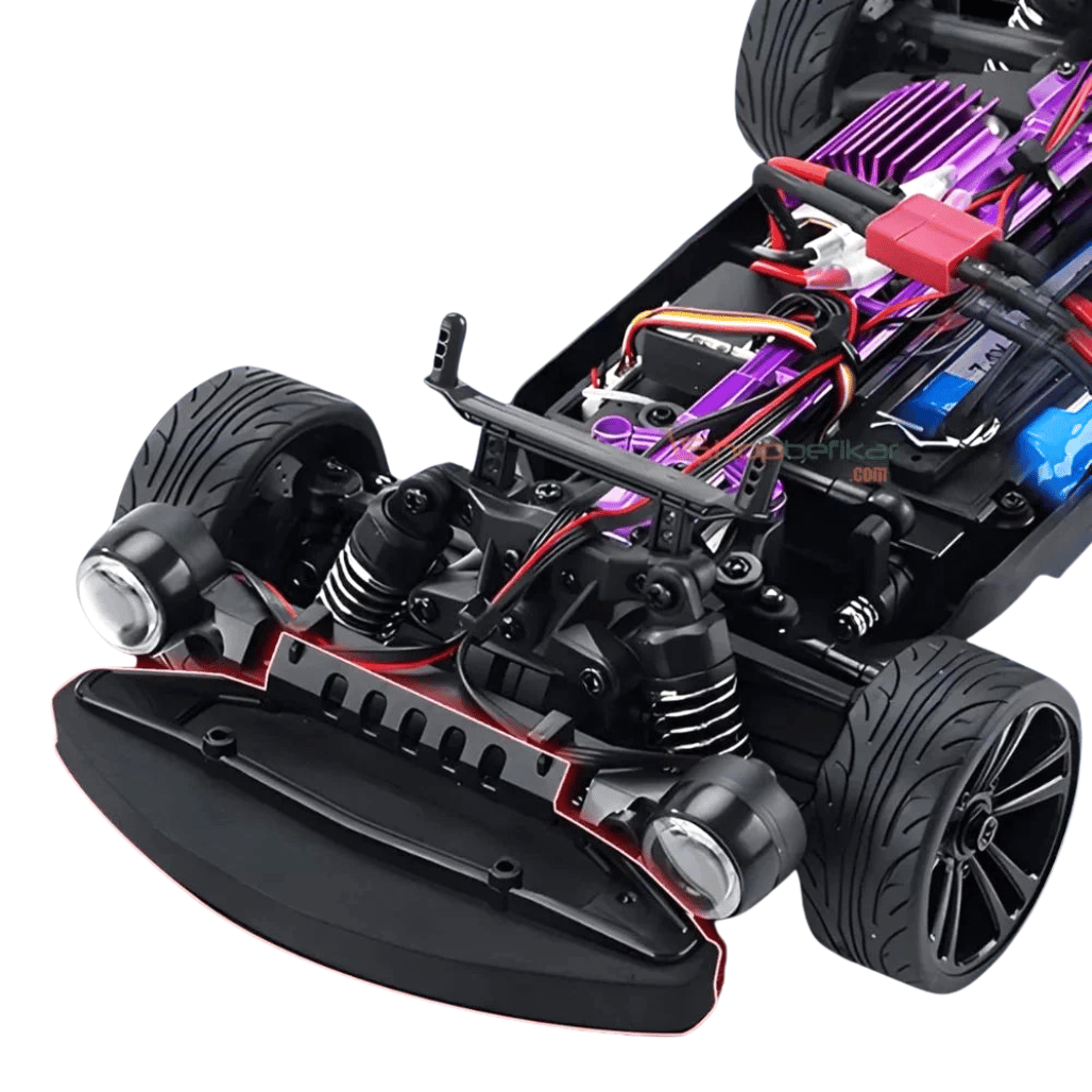 Side profile view of the 1:16 scale blue drift RC vehicle ready for retail bulk orders in toy shops across India