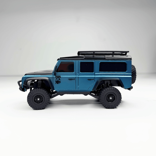 Side profile view of the 1:43 scale dark blue RC vehicle ready for retail bulk orders in toy shops across India