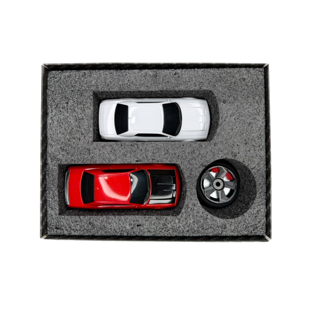 Side profile view of the 1:43 scale red drift RC car ready for retail bulk orders across India