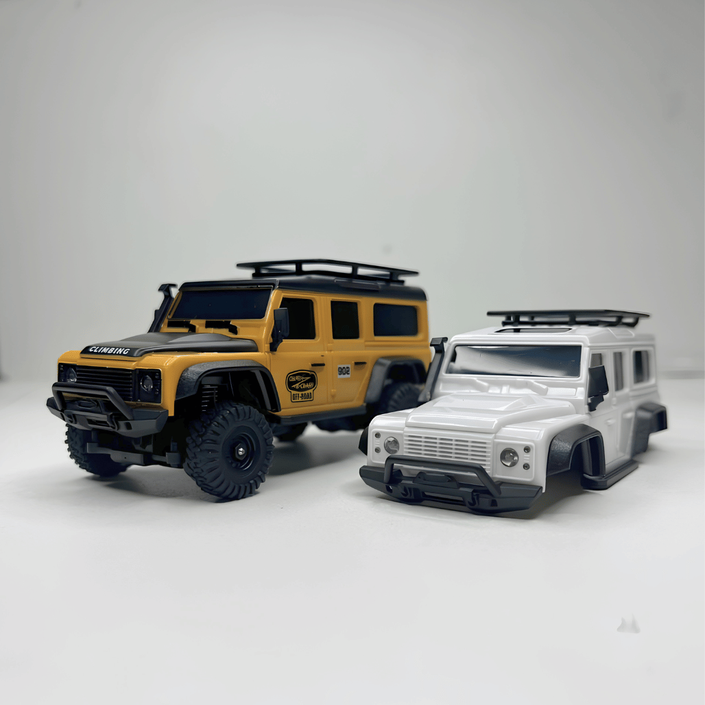 Side profile view of the yellow HB Toys R4304 off-road RC crawler ready for retail stock wholesale orders