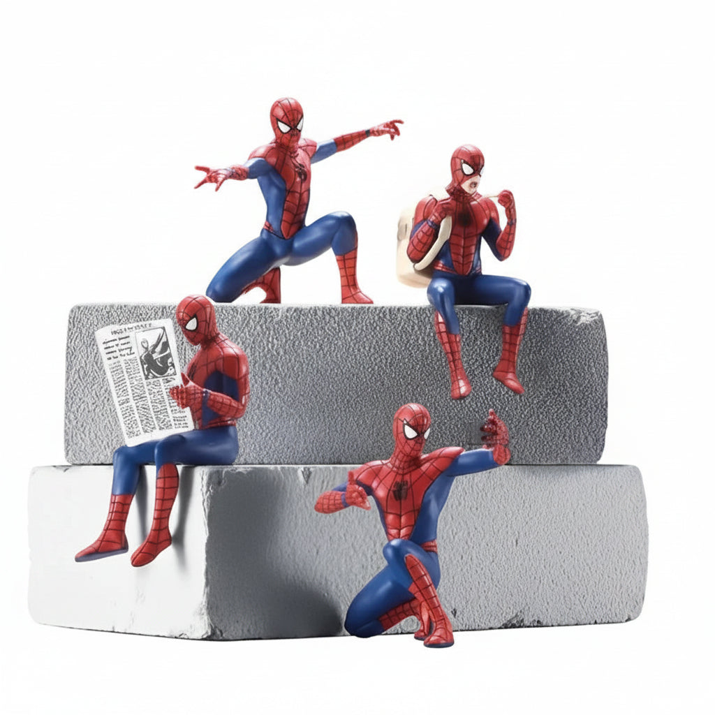 Spider-Man Figure Set | 4-Piece Set | 8CM | Mini Superhero Figures
