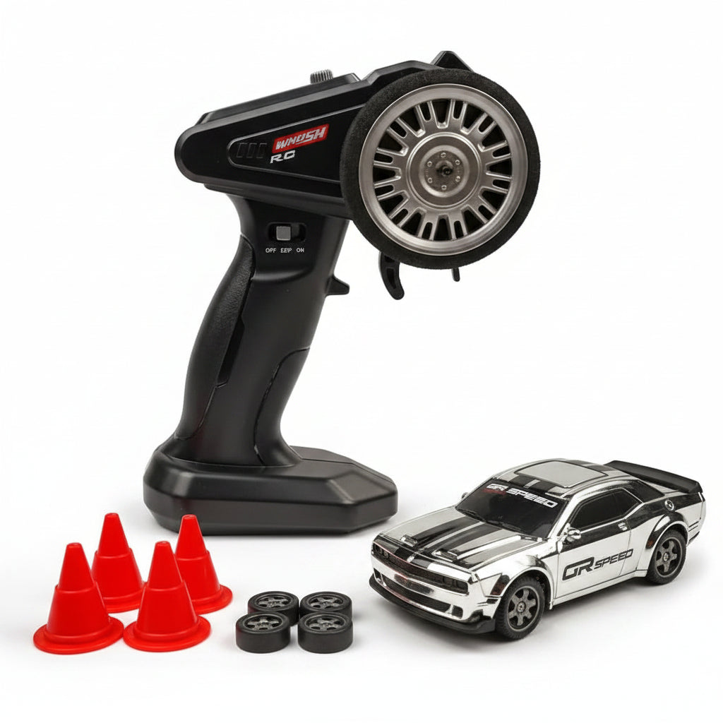 WHOOSH 1:43 scale 4WD RC drift car with LED lights