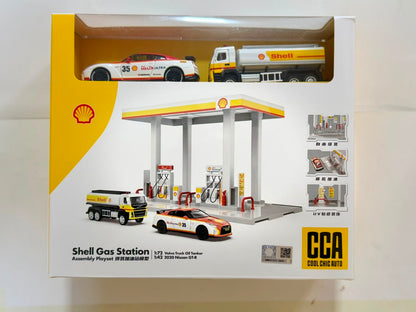 CCA 67277E 1:72 Volvo & 1:42 Nissan Diecast Model Shell Gas Station