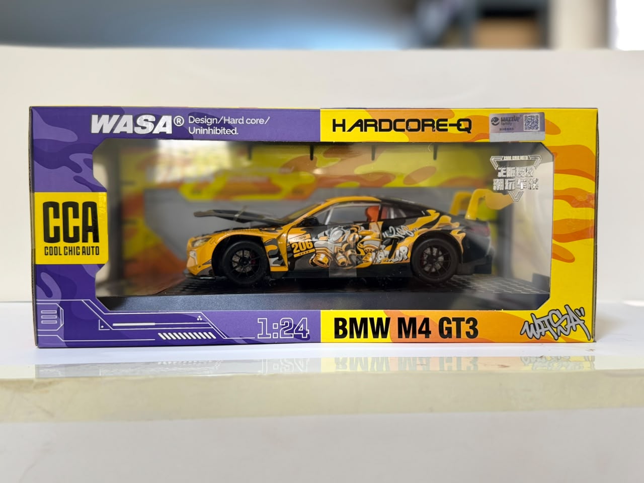 CCA BMW M4 GT3 1:24 Alloy Diecast Car Model Hardcore – Yellow