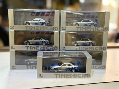 TIMEMICRO Nissan Skyline GT-R R34 1:64 Scale Premium Diecast Car Model
