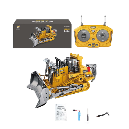 Yi Gong Toys 9CH 2.4GHz RC Track-Type Tractor | Alloy Construction Vehicle | Remote Control Bulldozer