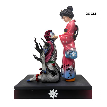 Side profile of the 26cm Akaza and Koyuki Infinity Castle collectible figure ready for retail store stock