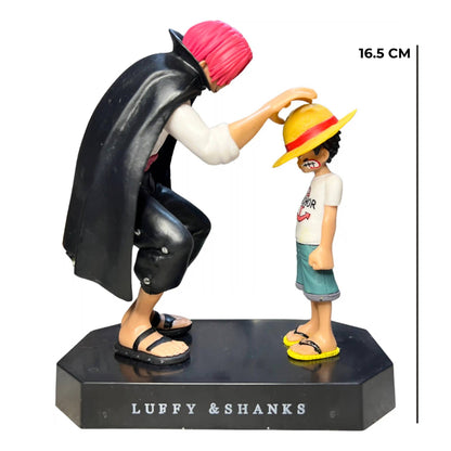 Front view of the Bandai Shanks and Monkey D Luffy childhood figure set in cover pack for wholesale store inventory