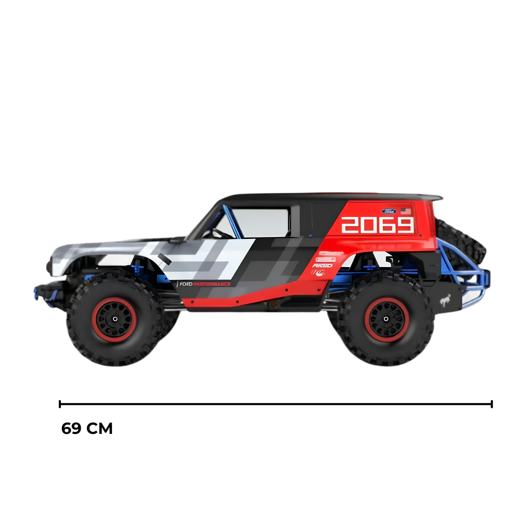 Side profile view of 69cm length Ford Bronco MJX H8P RC crawler available through wholesale supplier and buy online India