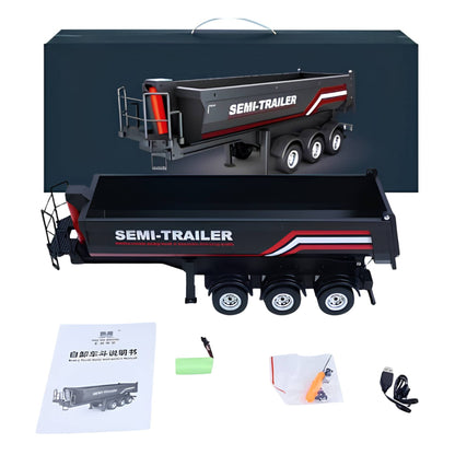 Tipping hydraulic piston action of the Huina 1509 alloy dump truckbed available for bulk orders across India
