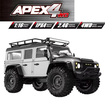 HB Toys | DT021166 (HB-R1607) | 1:16 Scale | 31.5 cm | Land Rover Defender 4WD RC Off-Road Climbing Car with LED Lights | Silver | RTR Series