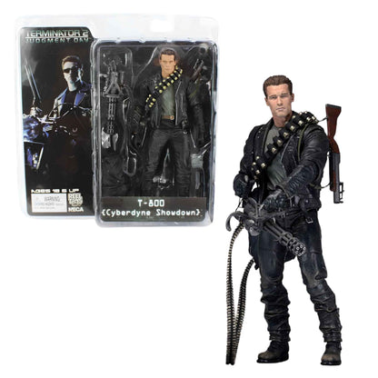 Front view of the NECA T-800 Cyberdyne Showdown action figure in original packaging for wholesale inventory