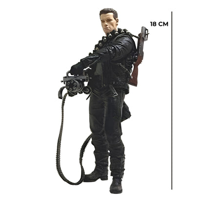 Side profile of the 18cm NECA T-800 Cyberdyne Showdown collectible model ready for retail store stock
