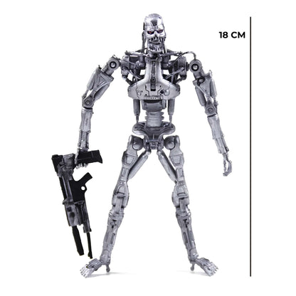 Side profile of the 18cm NECA T-800 Endoskeleton articulated model ready for retail store stock