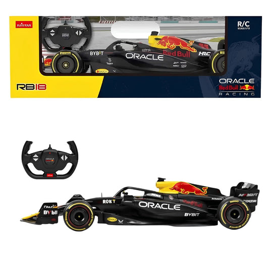 Front wing view of the Rastar 94700 Red Bull Racing RB18 scale RC car for wholesale store inventory