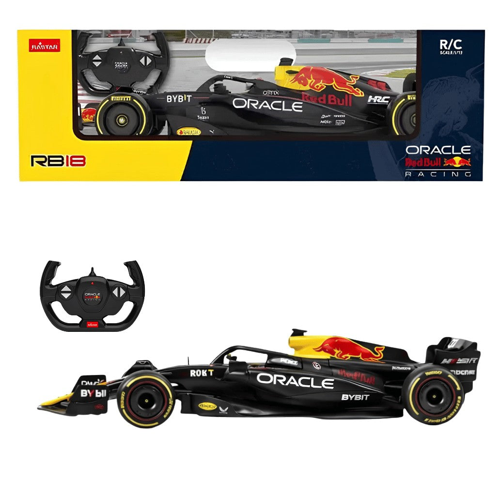 Front wing view of the Rastar 94700 Red Bull Racing RB18 scale RC car for wholesale store inventory