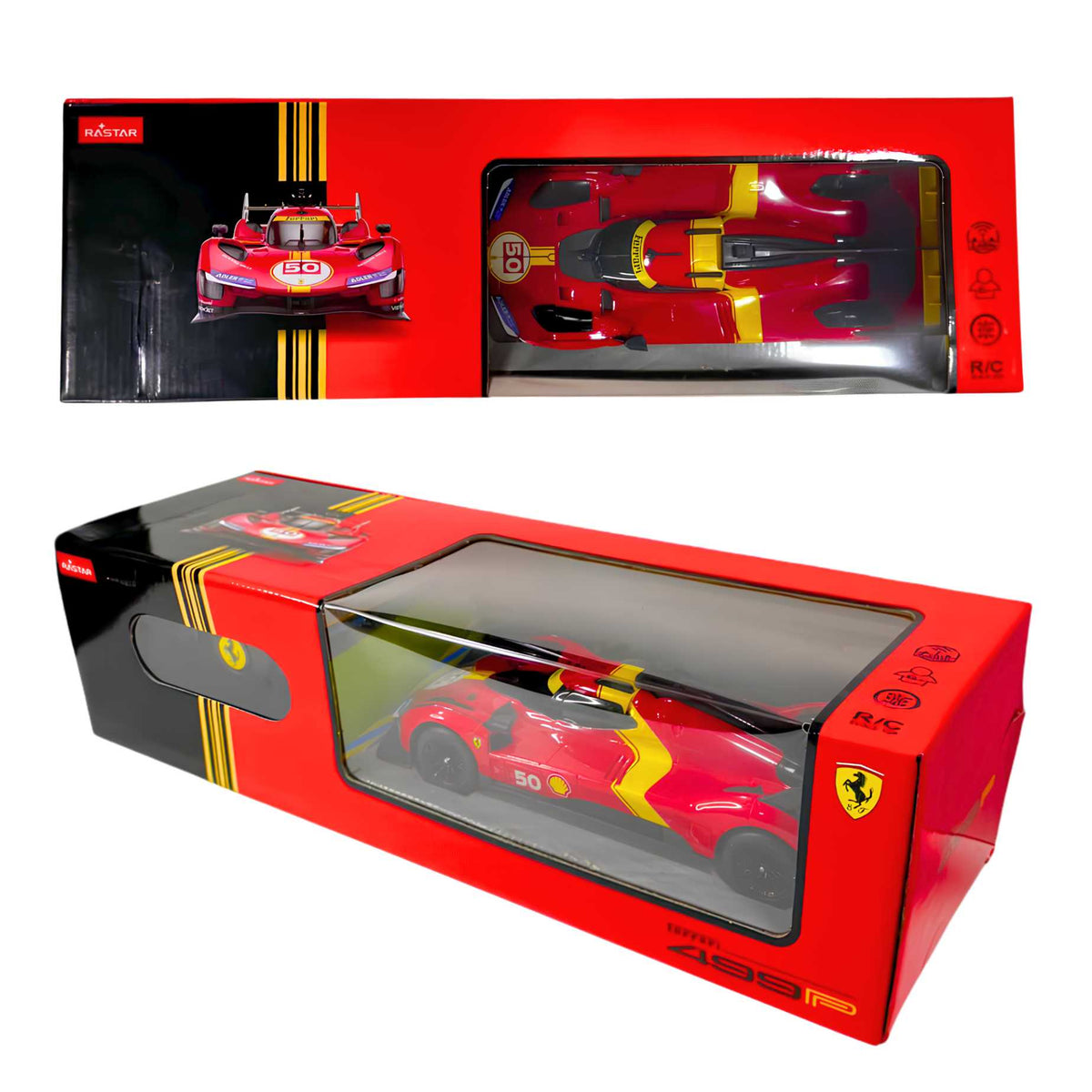Open doors on the 1:14 scale RASTAR Ferrari 499P Hypercar replica for commercial distributor pricing