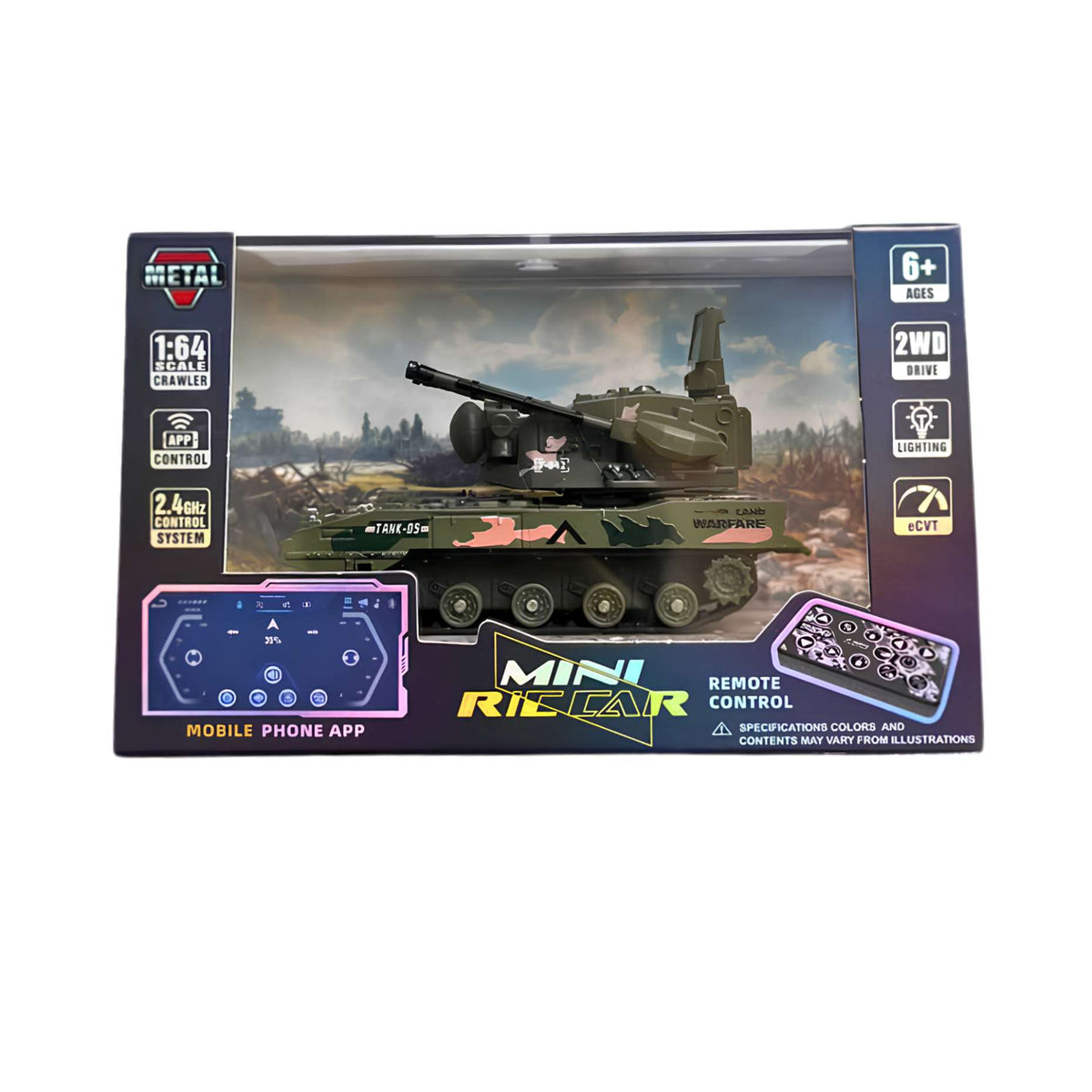 Side profile of the TRASPED HG4-538 1:64 mini alloy RC tank ready for retail store stock